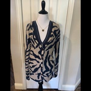 Dina Be slate blue animal print Cardigan - Size S